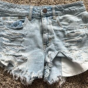 American Eagle Hi-Rise Festival Destroyed Jean Shorts Womens Size 2